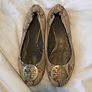 Tory Burch Snakeskin Reva Ballet Flats